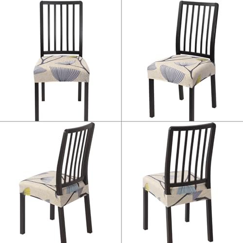 Image of SearchI Dining Chair Seat Covers Set of 6, Stretch Removable Chair Covers for Dining Chairs, Kitchen Chair Covers Protector(Dandelion Pattern)