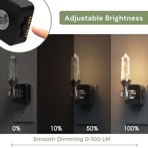 Image of L LOHAS LED Night Light: Night Lights Plug into Wall, Dimmable Night Light Aesthetic Crystal, Warm Light 3000K, Dusk to Dawn Sensor, Healing Stone Decorative Nightlight for Home Living Room