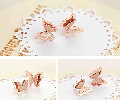 Findout Butterfly Necklace For Women Surgical Steel Butterfly Jewlery Set Rose Gold Plated Titanium Steel Butterfly Pendant Necklace And Stud Earring Sets Gift For Women Girls With Jewellery Box (F949) #TOP3