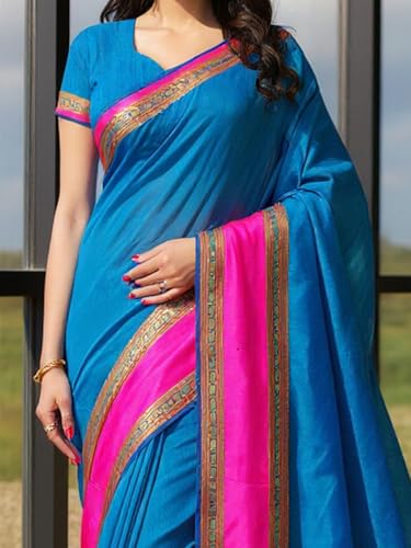 Image of AKHILAM Women's Kanjivaram Woven Soft Silk Saree With Blouse Piece