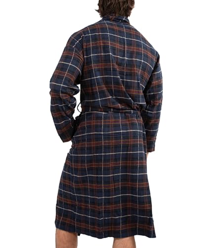 Bottoms Out Men's Flannel Sleep Robe, Flannel Bathrobe for Men, Shawl Collar Winter Plaid Robe Perfect for Men and Women2