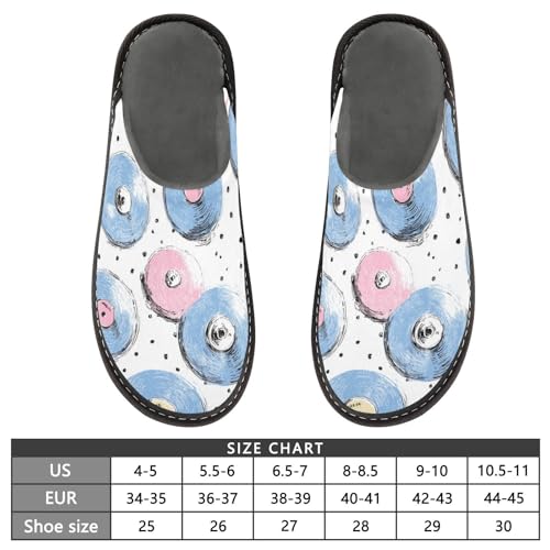 Slippers for Women Records Pattern with Polka Soft Fuzzy Women's Slippers Indoor and Outdoor Shoes3