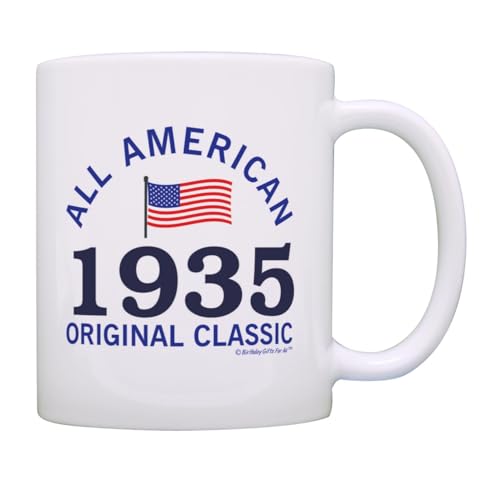 Birthday Gifts For All 90th Birthday Mug 1935 All American Classic American Flag 11oz Coffee Mug Tea Cup
