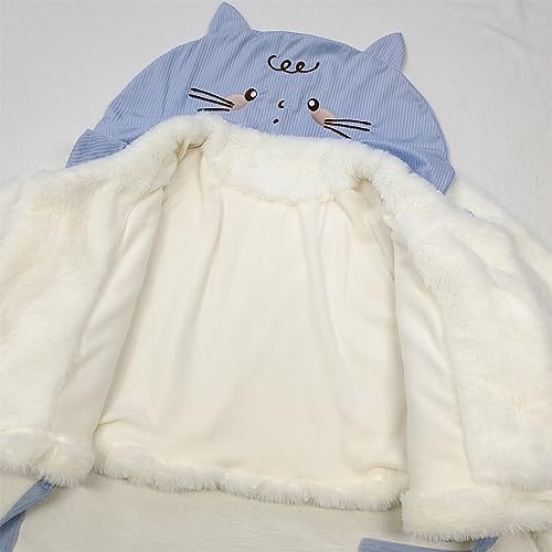 Winter Warm Fluffy Jacket Women Teens Cropped Cute Fleece Faux Fur Lolita Cat Collar Anime Cosplay Fuzzy Coat4