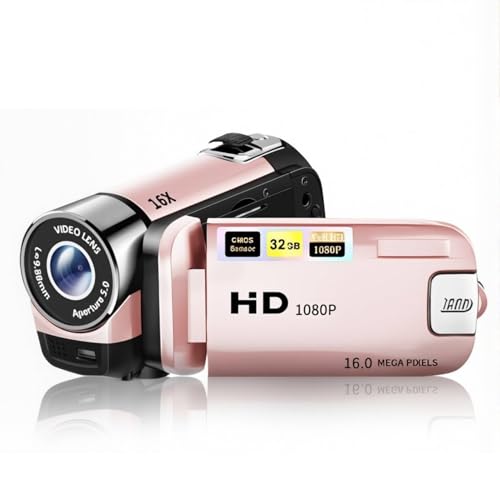 1080P Digital Camera for Photography, 16MP Vlogging Camera 16X Digital Zoom Digital Camera with 2.4in 360° Flip Screen, Compact Travel Camera for Teens Adult Beginner Kids (Pink)