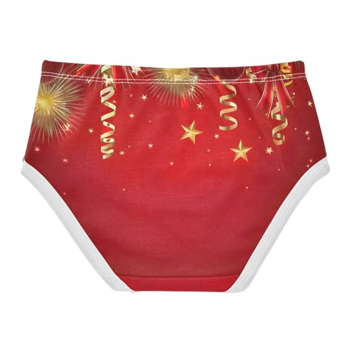 Toddler Underwear Floral 2t Cotton Girl Panties Cute Pattern Briefs Kids Undies Christmas Balls Ribbons Red2
