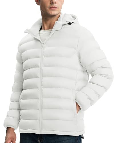 Image of Gopune Men's Lightweight Puffer Jacket Detachable Hooded Water Resistant Puffy Winter Down Jackets for Snow Ski Travel