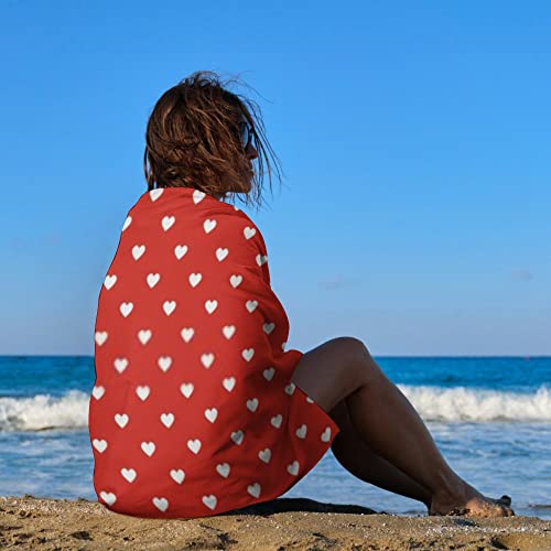 Vantaso Polka Dot Red Hearts Bath Towel Oversized Lightweight 31X51 Inch Beach Towel Travel Swim Pool Yoga Gym Camping For Adults Women Men #TOP3