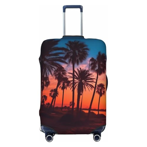 Palm Tree Sunset Luggage Cover Stretch Washable Suitcase Protector Suitcase Cover Anti-Scratch Luggage Sleeve Elastic Suitcase Case Protector Baggage Cover Fits 18-32 Inch