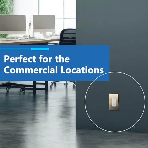 Image of LIDER Screwless Metal-Surface Wall Plate, Decorator Switch Cover, Temperature and Impact Resistant, Modern Upgrade, Mid-Size 1-Gang 4.88 inch x 3.11 inch, UL Listed, Stainless Steel, Brushed Brass, 2-Pack