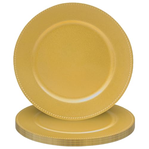 JEVERGN 10 Pack Gold Charger Plates, 13 JEVERGN 10 Pack Gold Charger Plates, 13