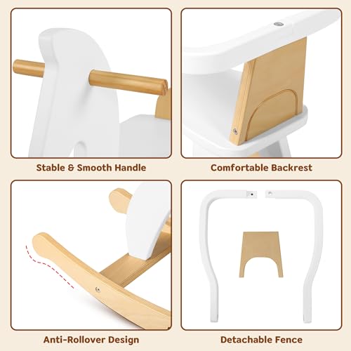Belleur SF_RHWR002WT_EU Wooden Rocking Horse For Toddler 1-3 Year Old thumb #6