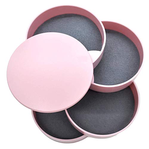 SIMUER Sieradenkastje, organizer met 4 lagen, 360 graden draaibaar, draagbaar, cilindrische sieradendoos voor ringen, oorbellen, halskettingen, meisjes en vrouwen, cadeau