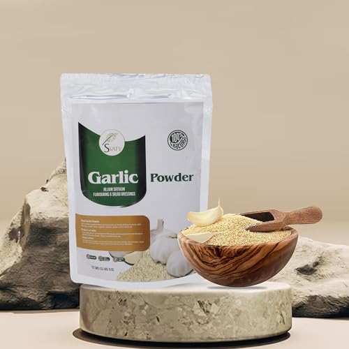 SVATV Knoblauchpulver (Allium sativum) | Garlic Powder | zum Aromen | bei der Zubereitung von Chutneys | Eintöpfe | Salatdressings | Knoblauchpulver als Würze streuen | Größe – 227 g
