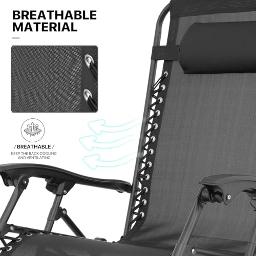 Monibloom A15-LC-003-2P-BK-29-FP 29-Inch Oversized Zero Gravity Chairs Set Of 2 thumb #9