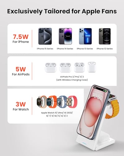 Cargador magnético 3 en 1 plegable para iPhone 16 y Apple Watch 3