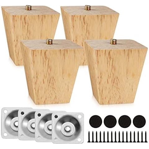 4 PCS Sofa Wooden Feet,Sofa Legs for Wooden Floors,Wood Furniture Leg Wooden Feet for Cabinets Soft Table Set (Height 6cm) Cover