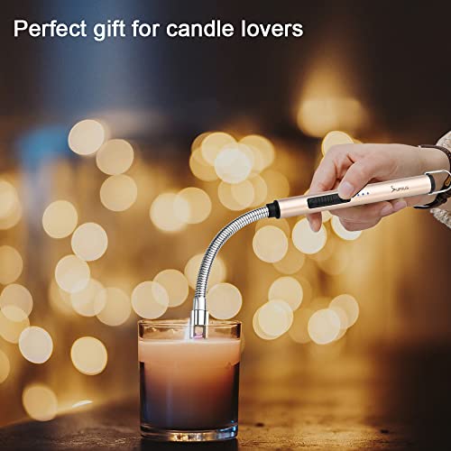 SUPRUS Electric Candle Lighter USB Type C Rechargeable Lighter Steel Shell & Hanging Hook with 360° Flexible Neck(Gold) by SUPRUS - Image 6