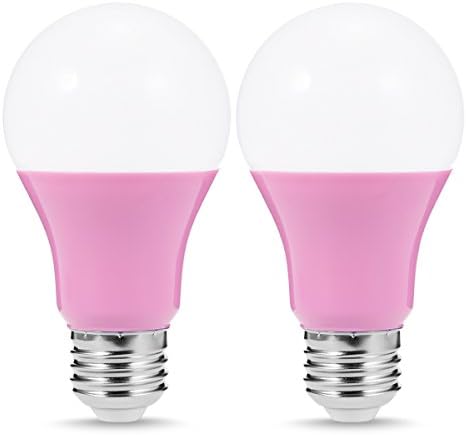 JandCase Pink Light Bulbs, Holiday Decoration LED Lights, 35W Equivalent, 4W, Pink LED Chips, A19 Outdoor Light Bulbs with E26 Medium Base, Porch, Home Lighting, 2 Pack