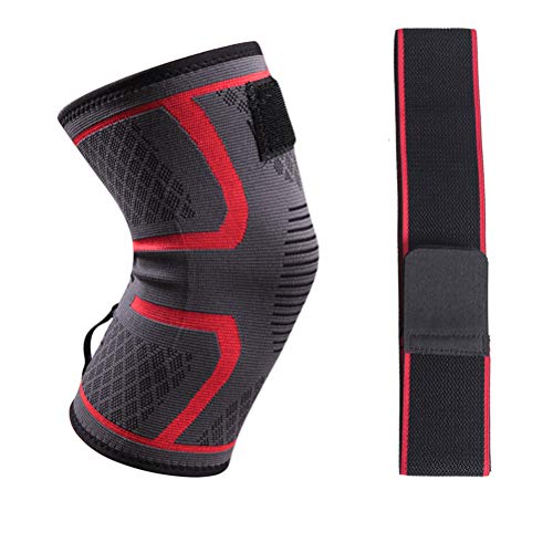 Aimina Elastische Knieschoner/Knieschutz/Kniebandage/Knee Sleeve Für Volleyball Joggen Basketball Tennis Football Kampfsport,Für Sport & Warm & Täglicher Gebrauch【2 Stück】 (Rot, M) Cover