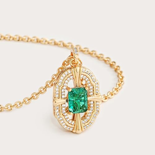 Fettero Gold Necklace for Women,14K Gold Plated Charm Necklaces for Women Gemstone Pendant Necklace Non Tarnish Gold Necklaces Jewelry