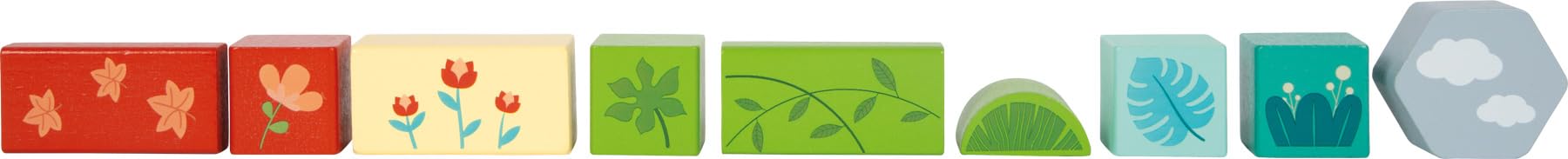 Small Foot Blocchi da Costruzione in Legno Jungle Friends,FSC® 100% Certificato, 50 Pezzi, Legno al Naturale e colorato, da 1 Anno, 12768