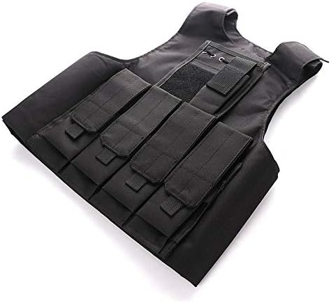 HANTURE Tactical Vest Kit for Kids Outdoor Camouflage Combat Training Vest Adjustable Kids Army Camouflage Combat Vest Costume for Dancing Shooting Hiking Camping Military Gaming, Black