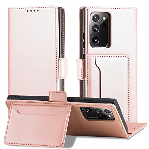 Étui de téléphone en cuir PU pour Samsung S21 Ultra avec porte-carte rose