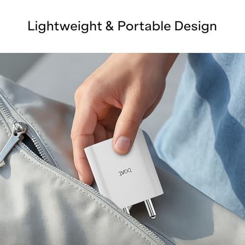 Image of boAt 25W Wall Charger for PD & PPS Fast Charging, Type-C Port; Compact & Lightweight, Scratch, Heat & Corrosion Resistant, Supports iPhone 17 /16 /15 /14 /Pro /Max; Samsung; Pixel; Android (Pearl White)