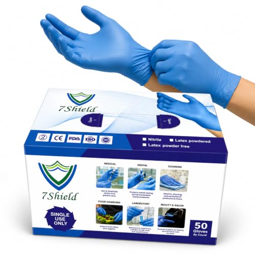 Image of Nitrile Hand Gloves| Medical & Food Grade| Disposable Powder Free for Examination |Blue CE Approved Non Sterile Powder Free, Large Size, Cobalt Blue, Chemical Resistant (Pack Of 50)