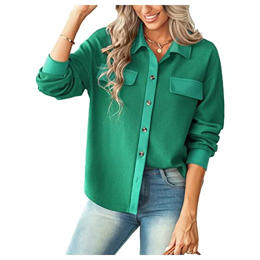 Blusa Waffle, Bolso Falso Respirável, Lavável na Máquina, Camisa Feminina de Manga Comprida, Elegante para Uso Diário Em Casa (L)