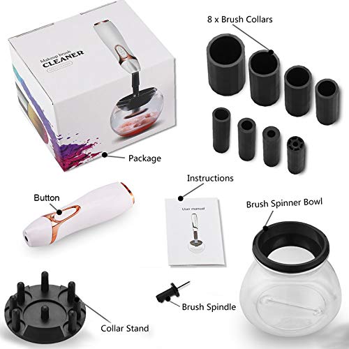 Automatic Makeup Brush Cleaner Spinner Makeup Brush Dryer Electric Makeup Brush Cleaner Device Electronic Cleaning Brush Machine Cosmetic Brush Washing Cleaning Tools Cleans (R1) - Thumbnail 3