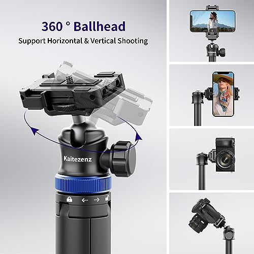 Kaitezenz Selfie Stick Tripod for Gopro Camera, 64" Extendable Stand with 360° Ball Head 1/4" Screw, Portable Lightweight Camera Tripod for GoPro Max Hero 11 10 9 8 7 6 5 DJI OSMO Action Phone by Kaitezenz - Image 6