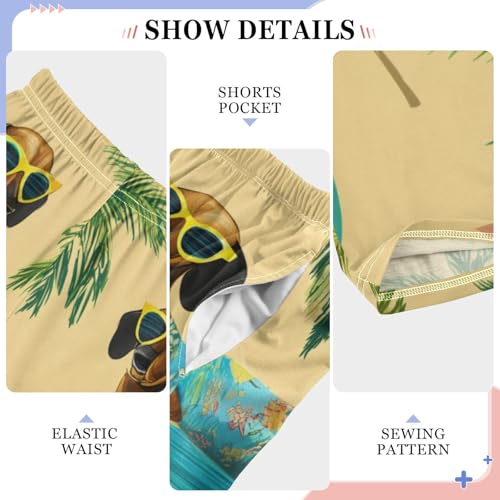 ZZXXB Dachshund Palm Tree Boys Long Pants Soft Trousers Elastic Waist Kids Lounge Bottoms with Pockets S-XL4