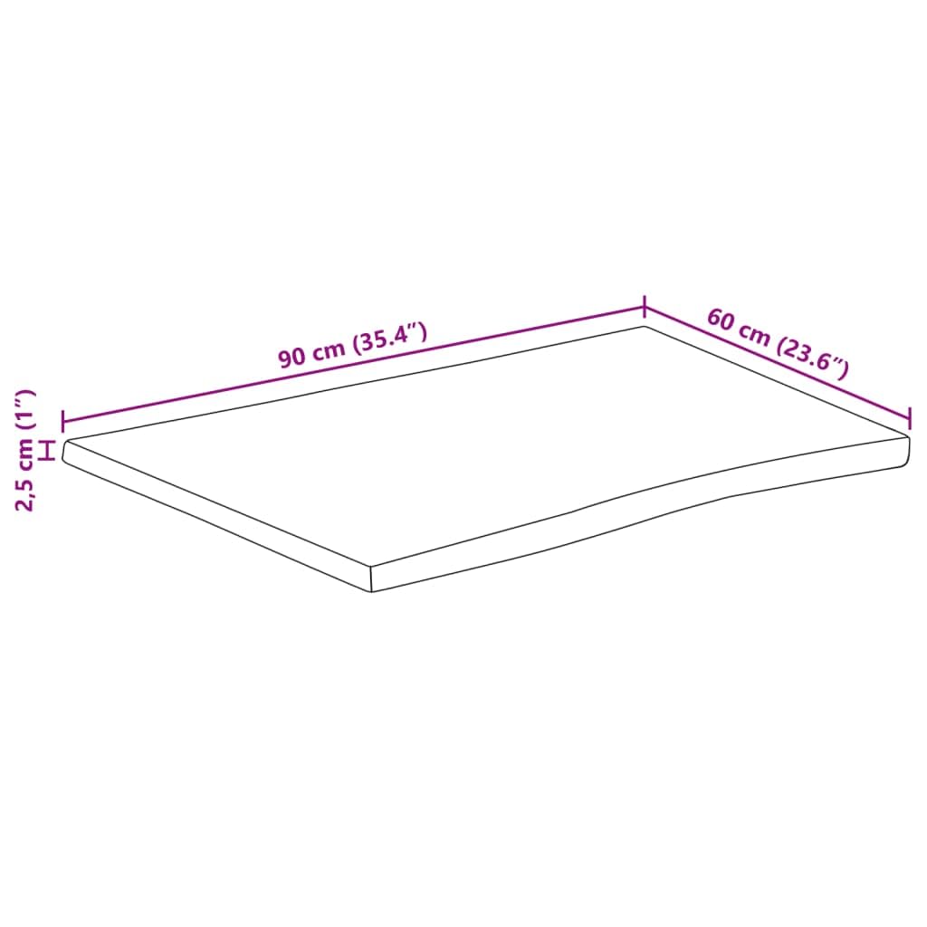 vidaXL Tablero de Mesa Rectangular Borde Natural Acacia 90x60x2,5 cm, Tablero, Tablero de Mesa Rectangular, Tablero de Mesa de Comedor