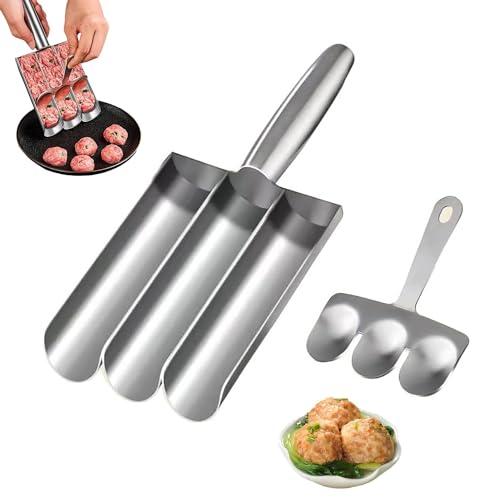 Bssowe Kitchen Meatball Maker, Maquina Croquetas, Albóndigas Antiadherente Máquina, Maquina para Hacer Croquetas, Máquina para Hacer Albóndigas, con Cuchara, for Meatball Lovers (Three Tubes)