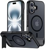 hitfine for iPhone 16 Case with Kickstand,[Magsafe-Compatible] Black