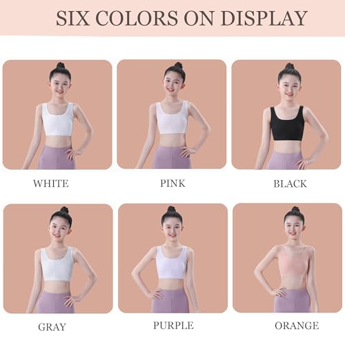 Girls Bra, 6PCS Girls Training Bra Cotton Bralette Seamless Cami Crop Bras3
