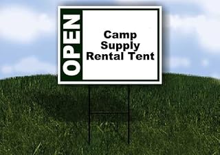 Camp Supply Rental Tent Open Green 1 Single Sided 18x24 in Yard Road Sign w/stand