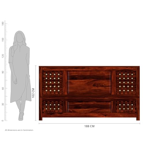 Image of SANKAT MOCHAN Industries Solid SHEESHAM Wood Honey Brown Wooden King Size New Desine Bed Double Bed Furniture for Bedroom, Living Room, Home & Hostel Matters Size (6 * 6.5) (DESINE 17)