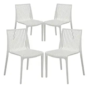 Supreme chairs Oasis Designer Armless Plastic Chair for Dining Room, Restaurent, Cafeteria and Office use (Colour : Milky White ; Count : 4)