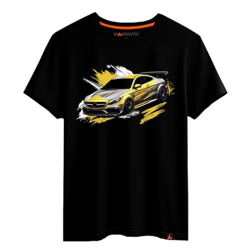 Magmatic - Camiseta C63 AMG Carro Desportivo para Homem Unisex Criança, Coleção Splash Car Camiseta Preta Premium 100% Algodão, Presente Carro Desportivo, Apaixonado por Automóveis, Fã de Carro