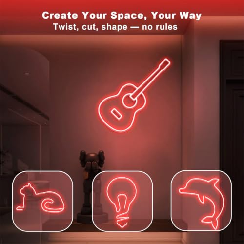 Image of 3.28FT*2 Packs RGB Neon Light Strip, 5V USB Led Strip Lights with Touch Controller, Flexible Neon Rope Lights for Bedroom, Party, Home Decor