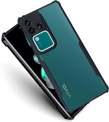 Image of AIBEX Crystal Clear Back Cover Case for Vivo V30 5G / Vivo V30 Pro 5G | 360 Degree Protection | Shock Proof Design | Transparent Back Cover Case (PC & TPU, Black Bumper)