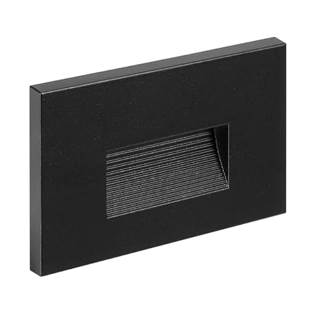 Maxxima Horizontal LED Step Light, Indoor/Outdoor Stair Light, 3 CCT Color Selectable 3000K, 4000K, 5000K, 30 Lumens, Black, 2-Pack