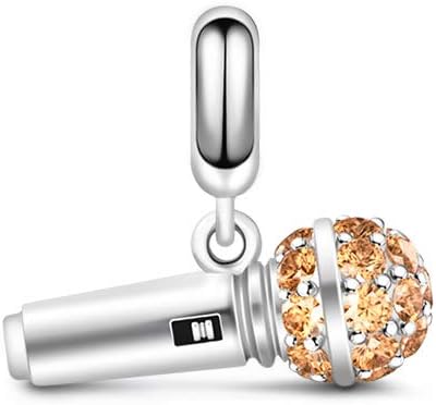 GNOCE Microphone Charm 925 Sterling Silver Singing in Life Mini Microphone with Cubic Zirconia Dangle Charm Pendant for Bracelet/Necklace Jewelry Gift for Women - Image 8