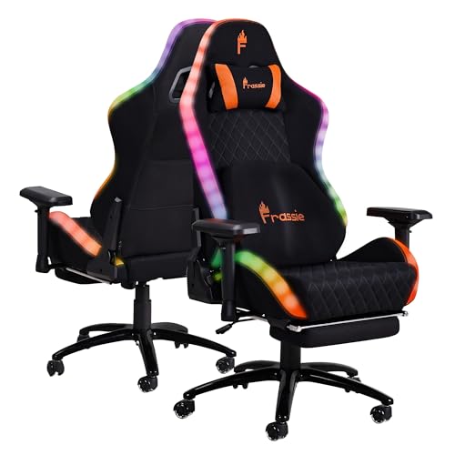 Frassie RGB Gaming Chair with Footrest and LED Lights, High...