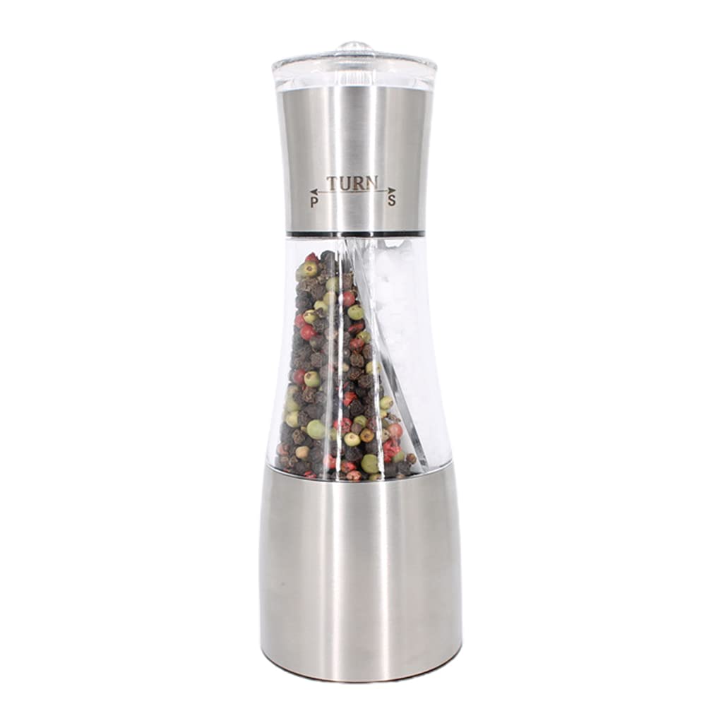 Buxuaaaa Stainless Steel Salt Pepper Grinders Refillable Tall Acrylic with Adjustable Coarseness Sea Salt Peppercorn Use Pepper Grinders Refillable