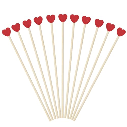 Rock Candy Sticks with Heart Penta Angel 50Pcs 6Inch Wooden Cake Pop Treat Sucker Swizzle Stirrer Sticks for Christmas Birthday Party Chocolate Cake Topper Decoration (Red, 15cm)