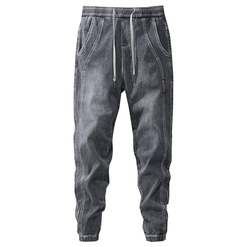 Maiyifu-GJ Men's Ripped Joggers Denim Pants Elastic Waist Casual Pull On Jean Pants Lightweight Distressed Jeans Trousers